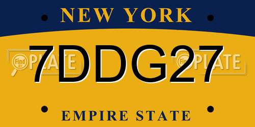 7DDG27 New York License Plate