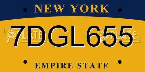 7DGL655 New York License Plate
