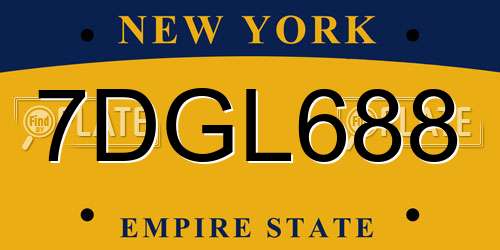 7DGL688 New York License Plate