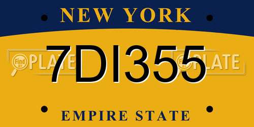 7DI355 New York License Plate