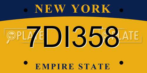 7DI358 New York License Plate