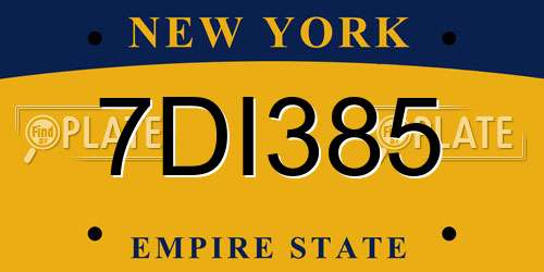 7DI385 New York License Plate