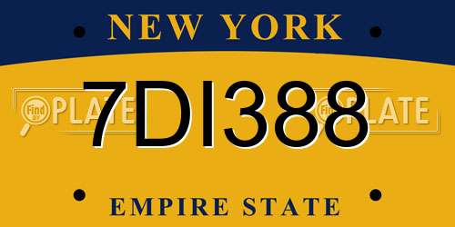 7DI388 New York License Plate
