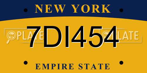7DI454 New York License Plate