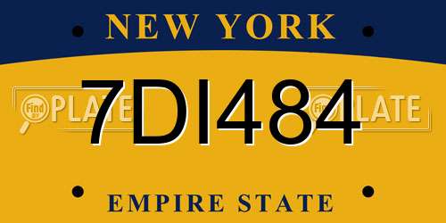 7DI484 New York License Plate
