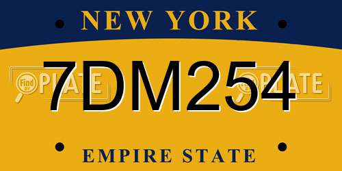 7DM254 New York License Plate