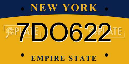 7DO622 New York License Plate