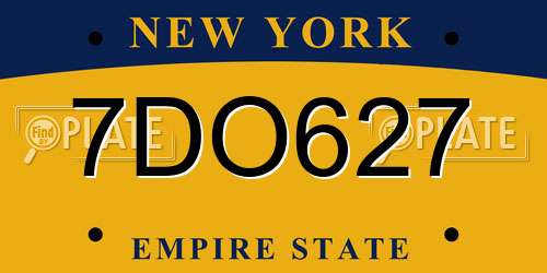 7DO627 New York License Plate