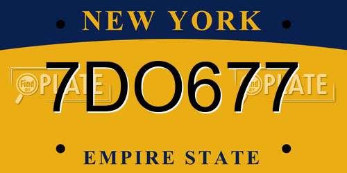 7DO677 New York License Plate
