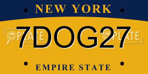7DOG27 New York License Plate