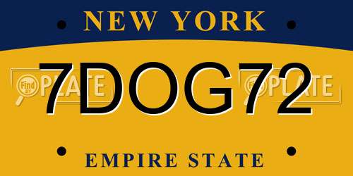 7DOG72 New York License Plate