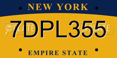 7DPL355 New York License Plate