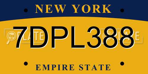 7DPL388 New York License Plate