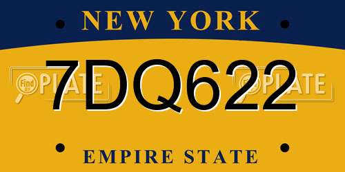 7DQ622 New York License Plate