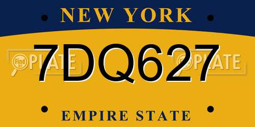 7DQ627 New York License Plate
