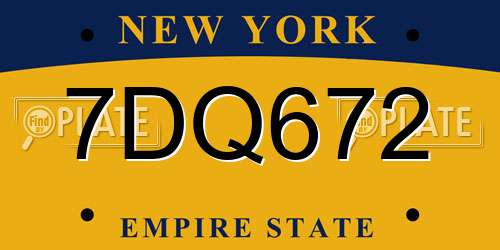 7DQ672 New York License Plate