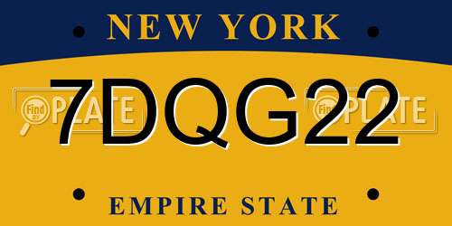 7DQG22 New York License Plate