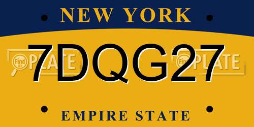 7DQG27 New York License Plate