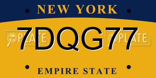 7DQG77 New York License Plate