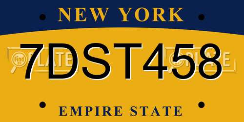 7DST458 New York License Plate