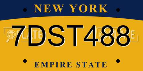 7DST488 New York License Plate