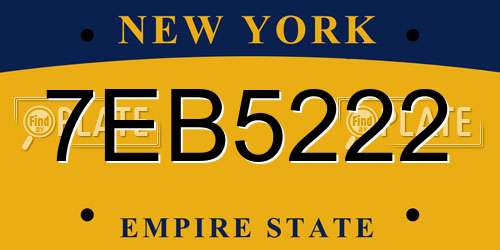 7EB5222 New York License Plate