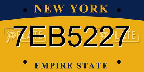 7EB5227 New York License Plate