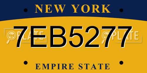 7EB5277 New York License Plate