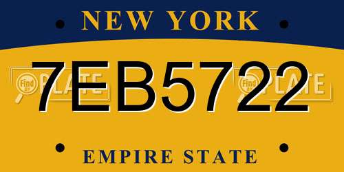 7EB5722 New York License Plate