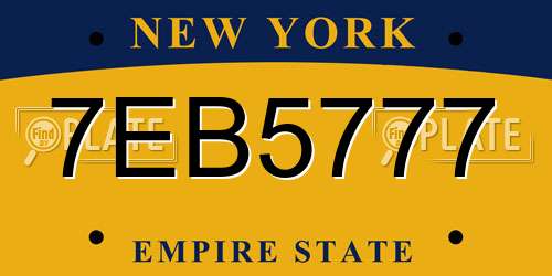 7EB5777 New York License Plate