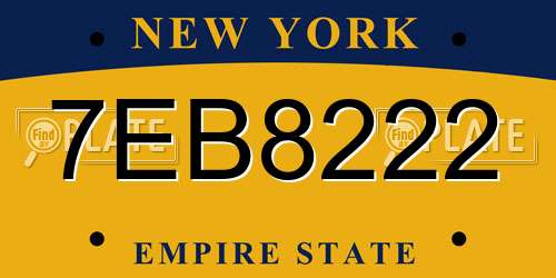 7EB8222 New York License Plate