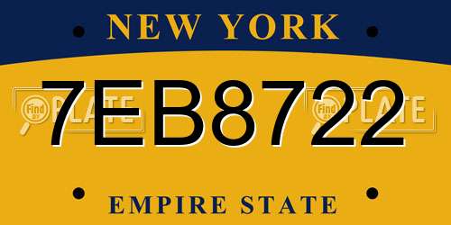 7EB8722 New York License Plate