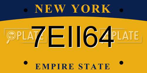 7EII64 New York License Plate