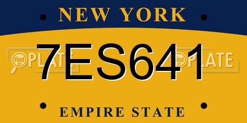 7ES641 New York License Plate