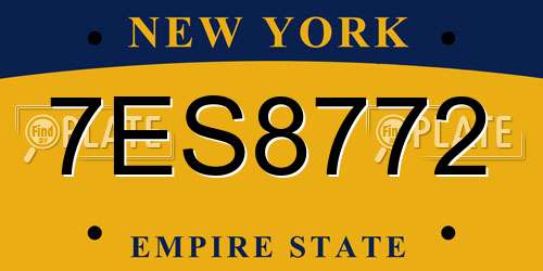 7ES8772 New York License Plate