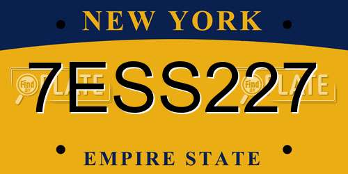 7ESS227 New York License Plate