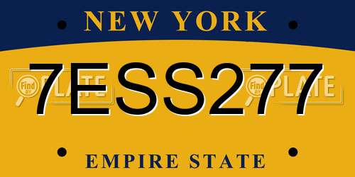 7ESS277 New York License Plate
