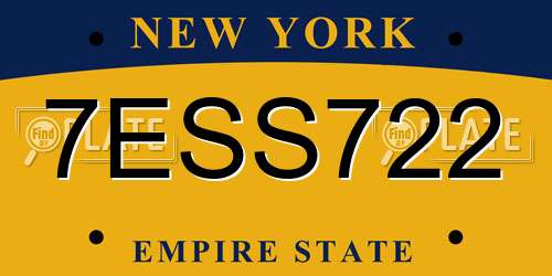 7ESS722 New York License Plate