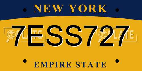 7ESS727 New York License Plate