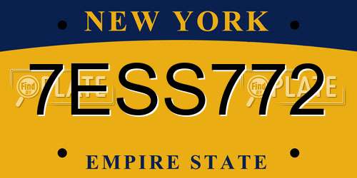 7ESS772 New York License Plate