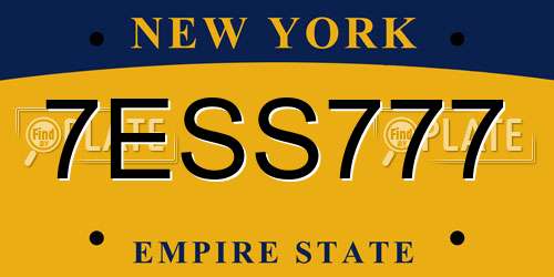 7ESS777 New York License Plate
