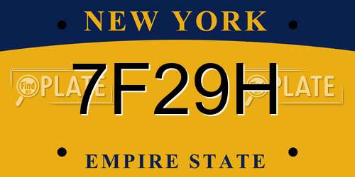 7F29H New York License Plate