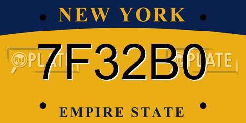 7F32B0 New York License Plate