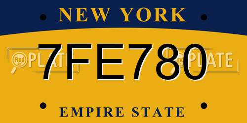 7FE780 New York License Plate