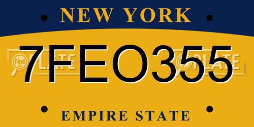 7FEO355 New York License Plate