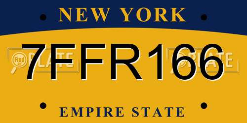 7FFR166 New York License Plate