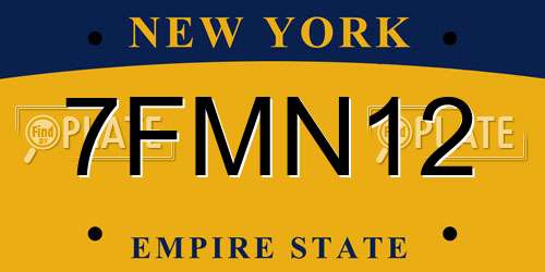 7FMN12 New York License Plate