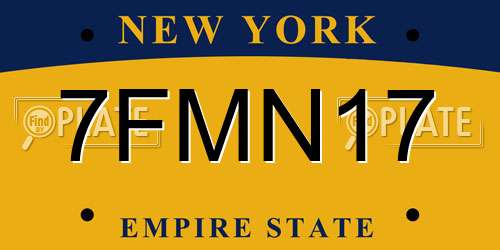 7FMN17 New York License Plate