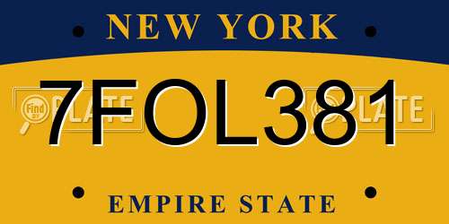 7FOL381 New York License Plate