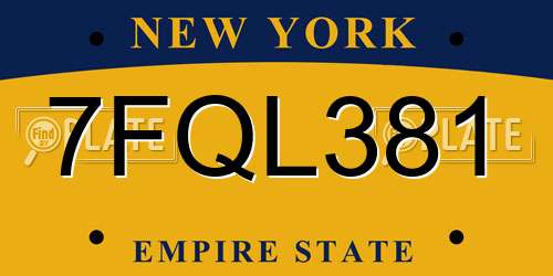 7FQL381 New York License Plate